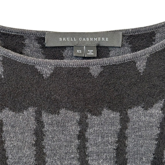 Skull Cashmere Black Gray Asymmetric Thick Long Sleeved Dress XS Quality - Picture 4 of 7